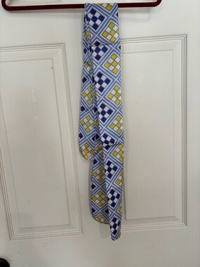 Vintage Geometric Blue and Yellow Scarf